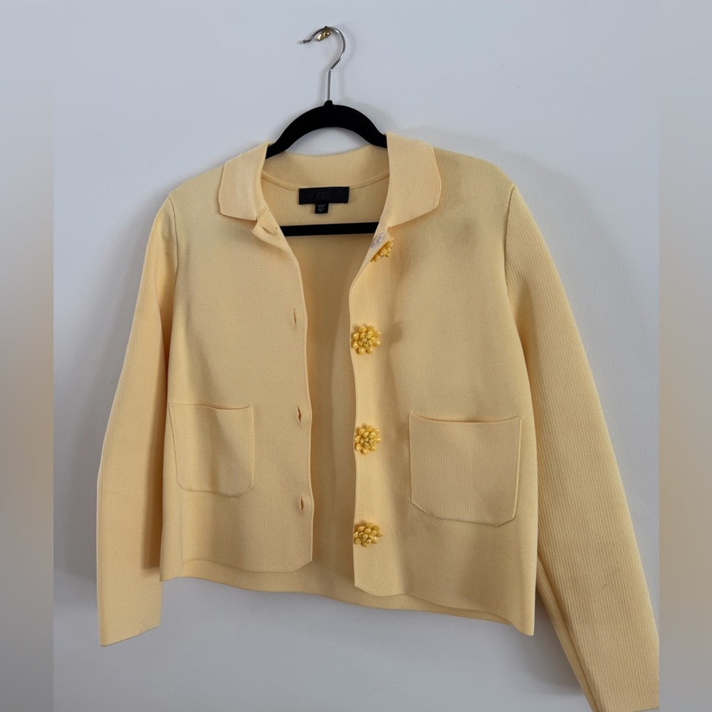 Zara Yellow Women's Sweater Jacket